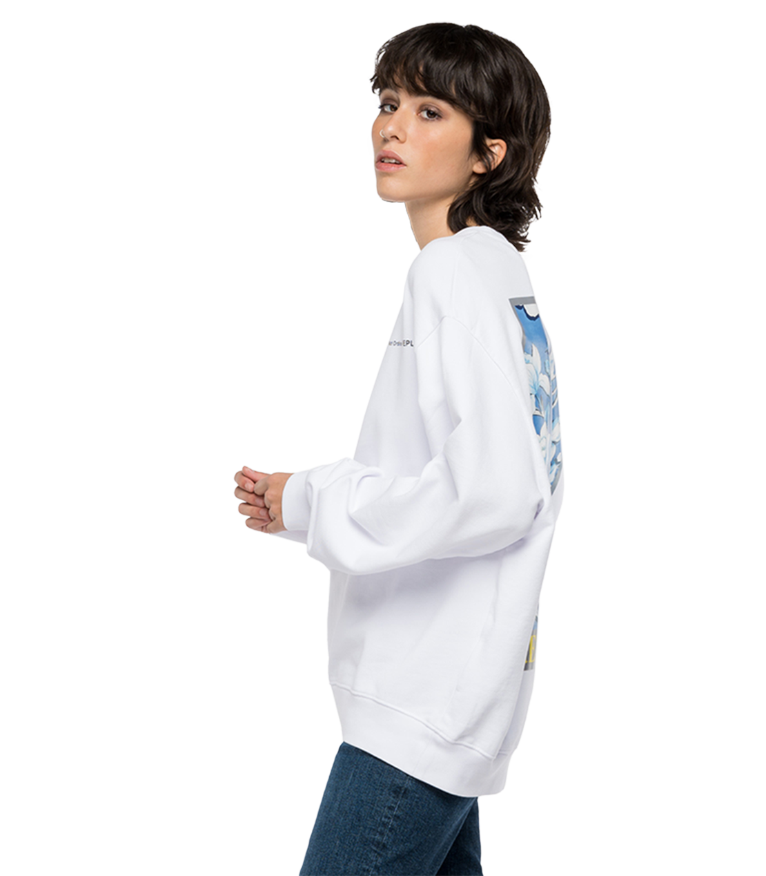 ピースダイ フラワーグリッドコットンスウェットシャツ 詳細画像 ホワイト 2